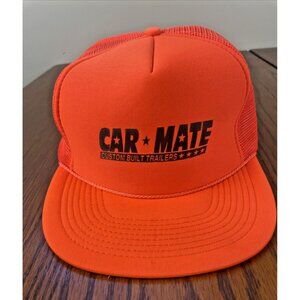 Vintage Orange Trucker Hat Snap Back Cap Car Mate 1980's Hunting Hat EUC OS